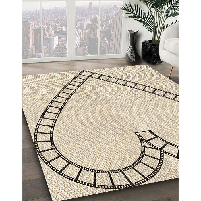 Machine Washable Transitional Moccasin Beige Rug in a Family Room, wshpat82brn