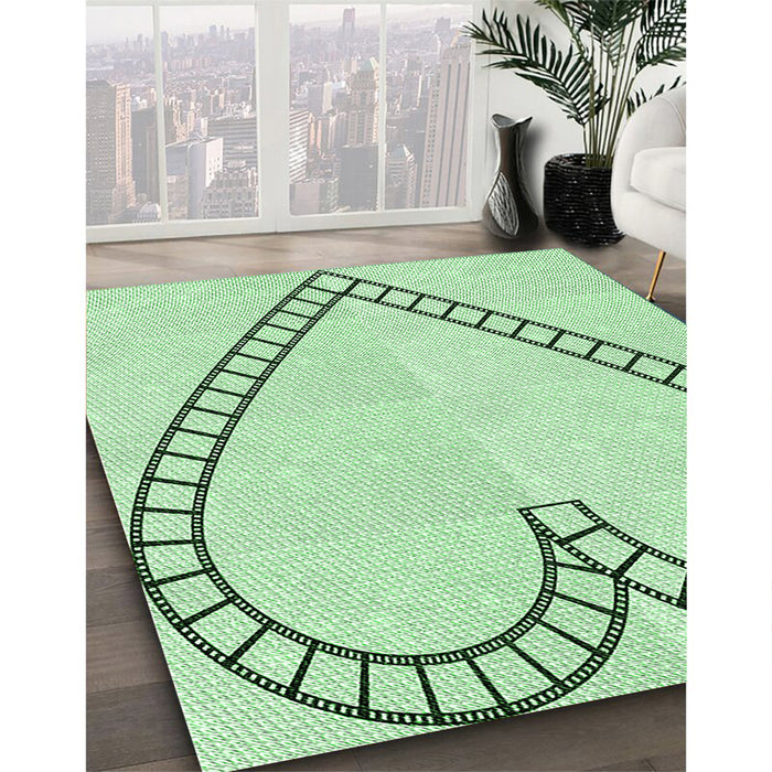 Machine Washable Transitional Mint Green Rug in a Family Room, wshpat82grn