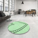 Round Patterned Mint Green Rug in a Office, pat82grn