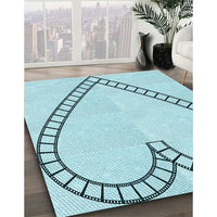 Patterned Electric Blue Rug, pat82lblu