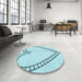 Round Patterned Electric Blue Rug in a Office, pat82lblu