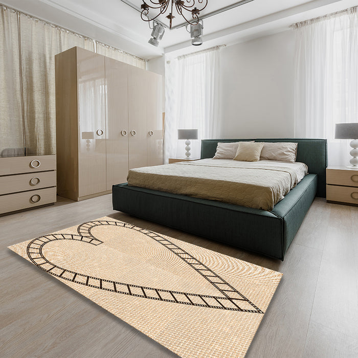 Patterned Peru Brown Rug in a Bedroom, pat82org