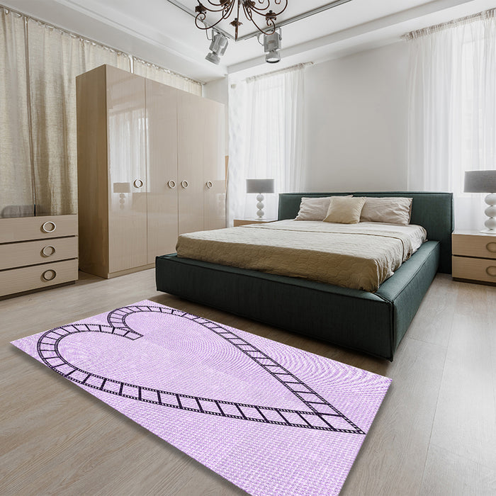 Patterned Orchid Purple Rug in a Bedroom, pat82pur