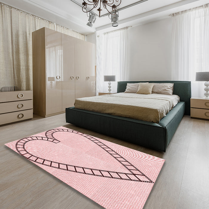 Patterned Pink Rug in a Bedroom, pat82rd