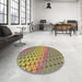 Round Patterned Metallic Gold Rug in a Office, pat820brn