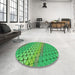 Round Patterned Forest Green Rug in a Office, pat820grn