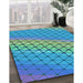 Patterned Turquoise Green Rug in Family Room, pat820lblu