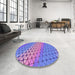 Round Patterned Blue Violet Purple Rug in a Office, pat820pur