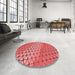 Round Patterned Red Rug in a Office, pat820rd