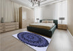 Patterned Purple Mimosa Purple Rug in a Bedroom, pat821blu