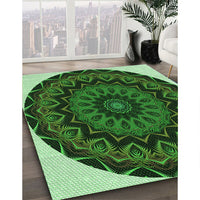 Patterned Dark Forest Green Rug, pat821grn