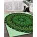 Patterned Dark Forest Green Rug in Family Room, pat821grn