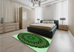 Patterned Dark Forest Green Rug in a Bedroom, pat821grn