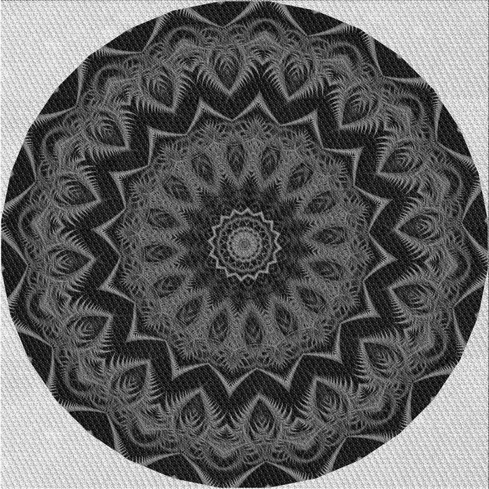 Round Machine Washable Transitional Charcoal Black Rug, wshpat821gry