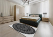 Patterned Charcoal Black Rug in a Bedroom, pat821gry