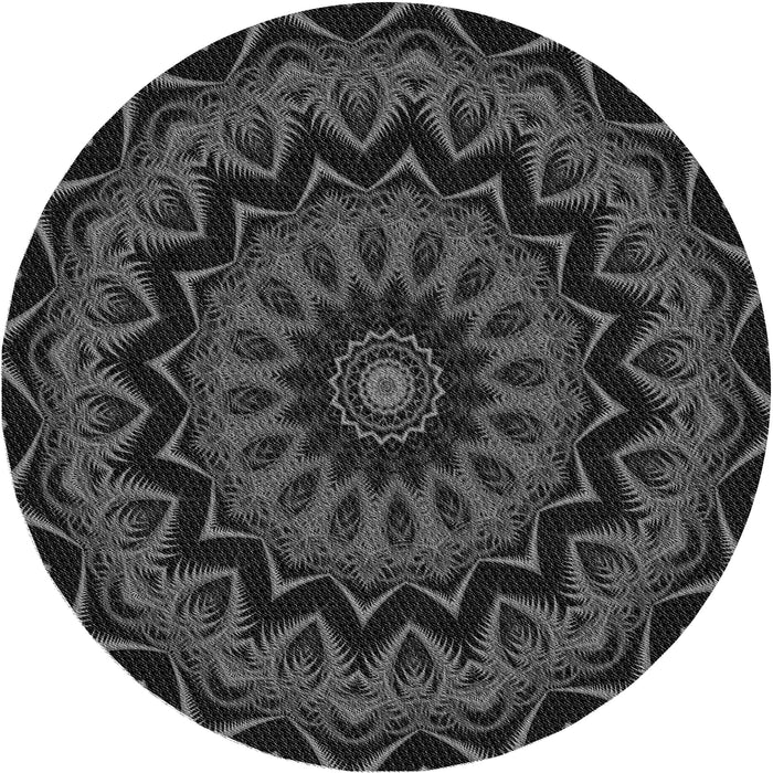 Square Patterned Charcoal Black Rug, pat821gry