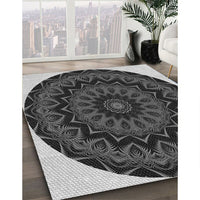 Patterned Charcoal Black Rug, pat821gry