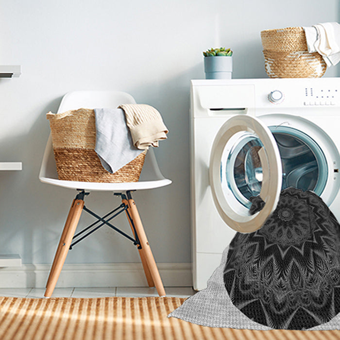Machine Washable Transitional Charcoal Black Rug in a Washing Machine, wshpat821gry