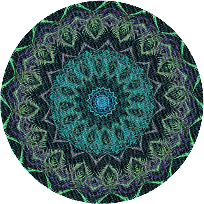 Square Patterned Deep Teal Green Rug, pat821lblu