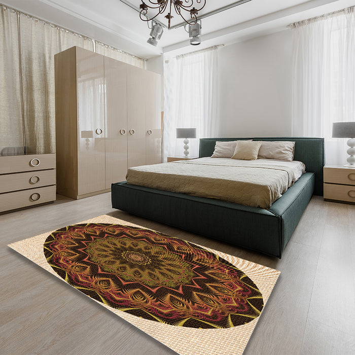 Patterned Peru Brown Rug in a Bedroom, pat821org