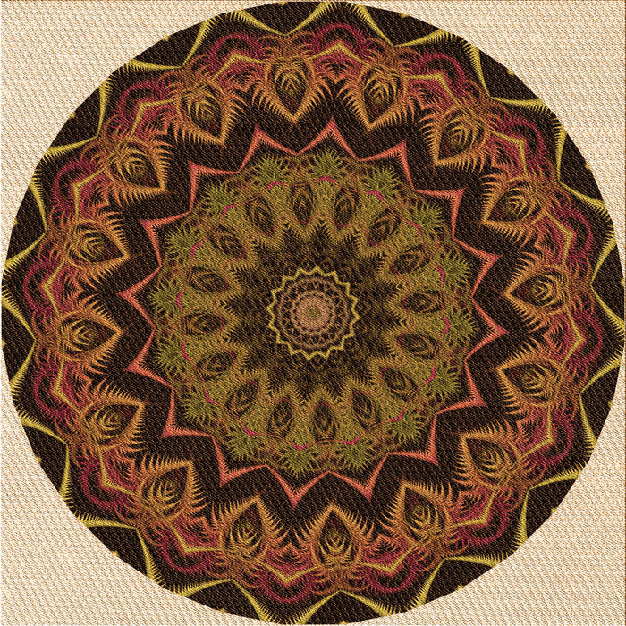 Round Patterned Peru Brown Rug, pat821org