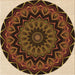 Round Patterned Peru Brown Rug, pat821org