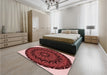 Patterned Dark Red Rug in a Bedroom, pat821rd