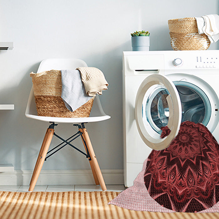 Machine Washable Transitional Dark Red Rug in a Washing Machine, wshpat821rd