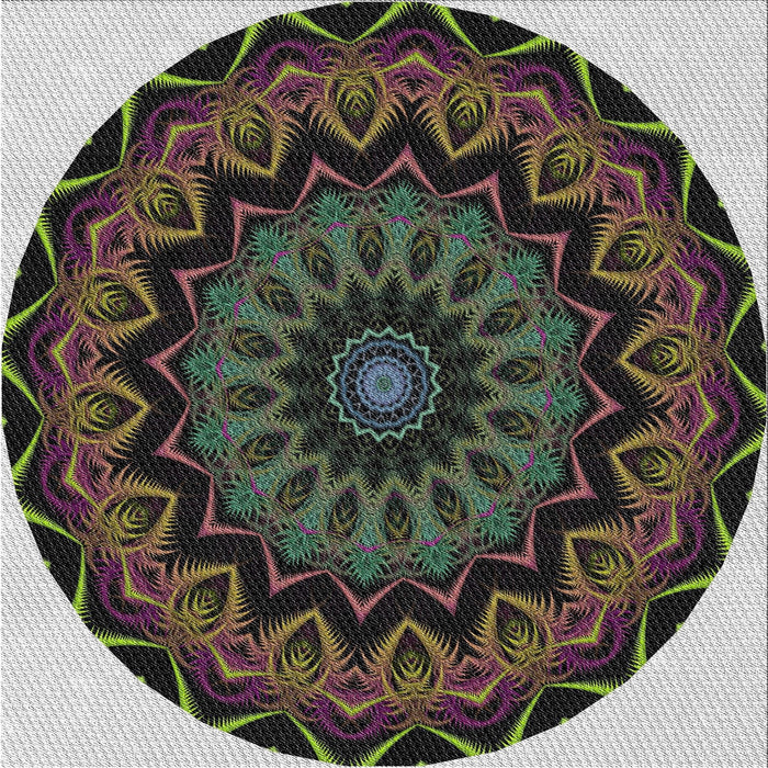 Square Patterned Sage Green Novelty Rug, pat821