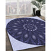 Patterned Night Blue Rug in Family Room, pat822blu