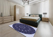 Patterned Night Blue Rug in a Bedroom, pat822blu