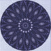 Round Patterned Night Blue Rug, pat822blu