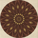 Round Machine Washable Transitional Peru Brown Rug, wshpat822brn