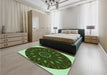 Round Machine Washable Transitional Green Rug in a Office, wshpat822grn