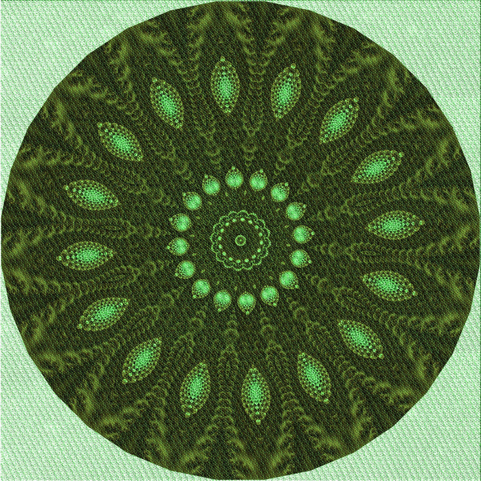 Round Patterned Green Rug, pat822grn