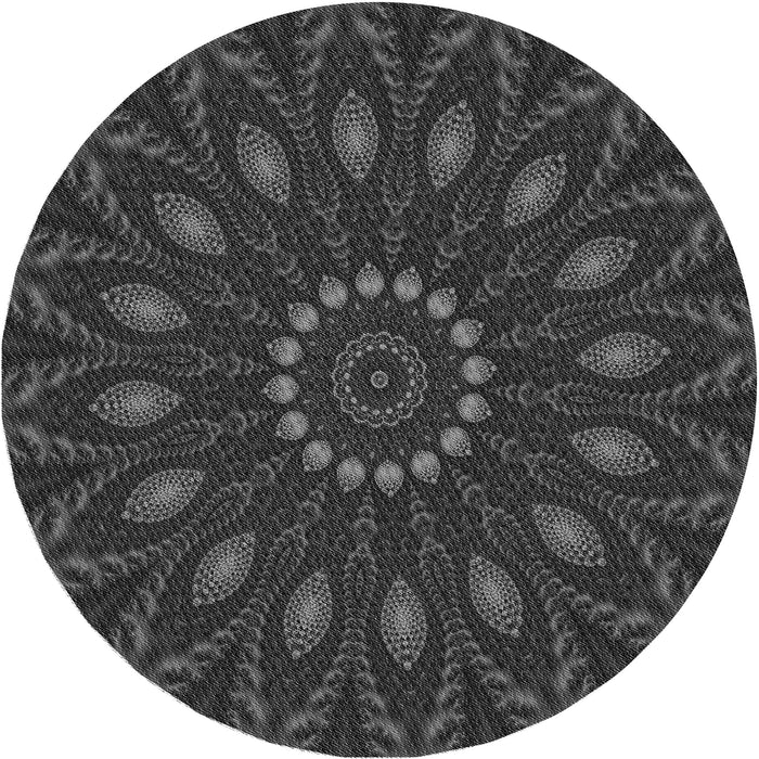 Square Patterned Charcoal Black Rug, pat822gry