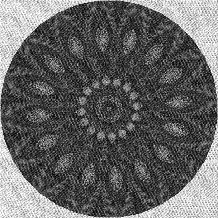 Round Patterned Charcoal Black Rug, pat822gry