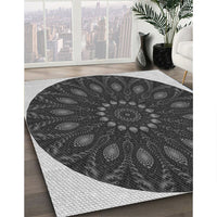 Patterned Charcoal Black Rug, pat822gry