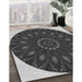 Patterned Charcoal Black Rug in Family Room, pat822gry