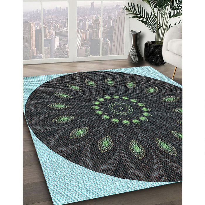 Machine Washable Transitional Charcoal Black Rug in a Family Room, wshpat822lblu
