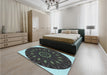 Patterned Charcoal Black Rug in a Bedroom, pat822lblu