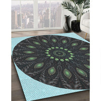 Patterned Charcoal Black Rug, pat822lblu