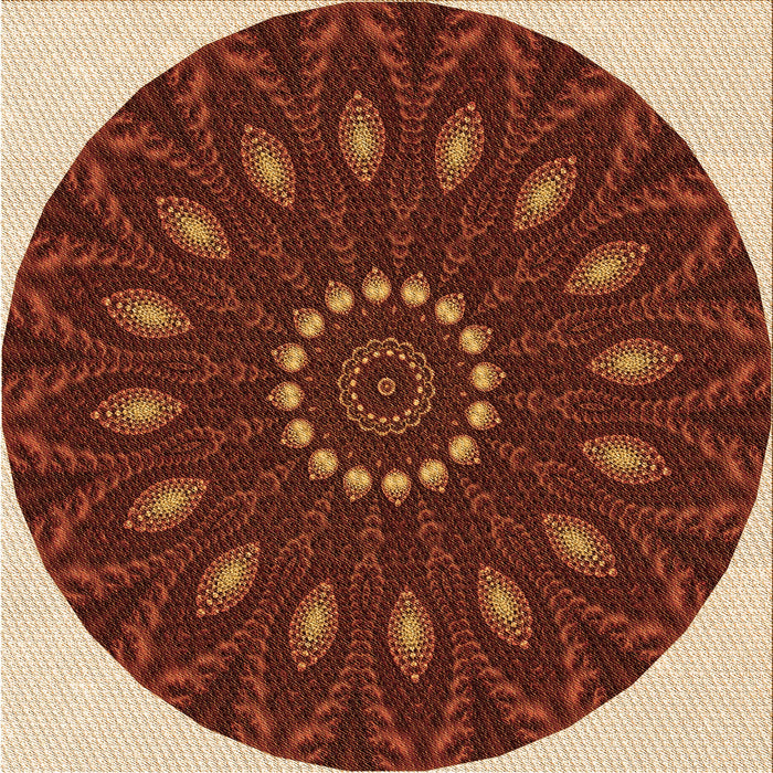 Round Patterned Orange Rug, pat822org