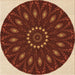 Round Patterned Orange Rug, pat822org