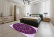 Round Machine Washable Transitional Orchid Purple Rug in a Office, wshpat822pur