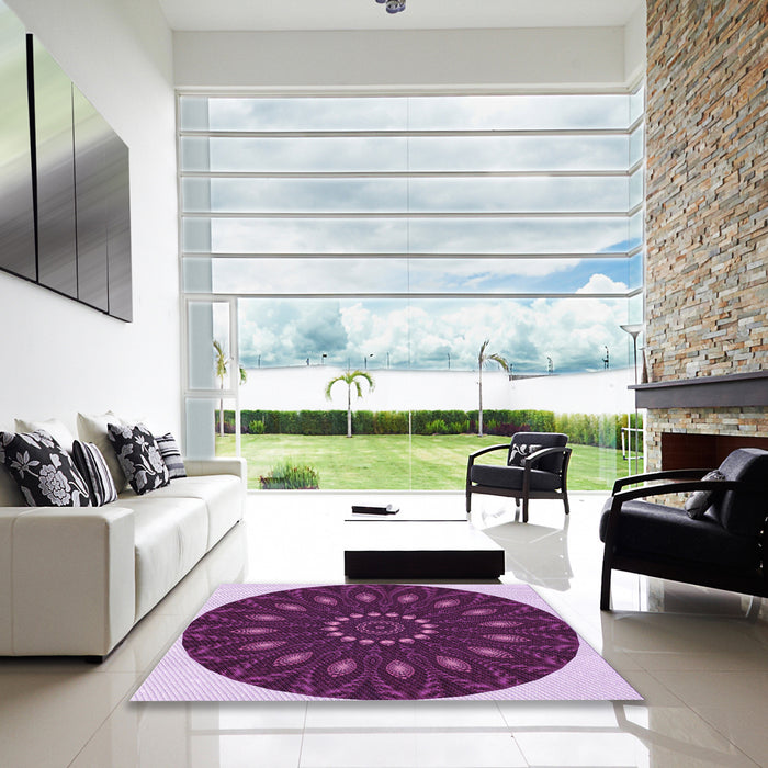Machine Washable Transitional Orchid Purple Rug in a Kitchen, wshpat822pur