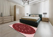 Patterned Crimson Red Rug in a Bedroom, pat822rd