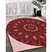 Patterned Crimson Red Rug in Family Room, pat822rd