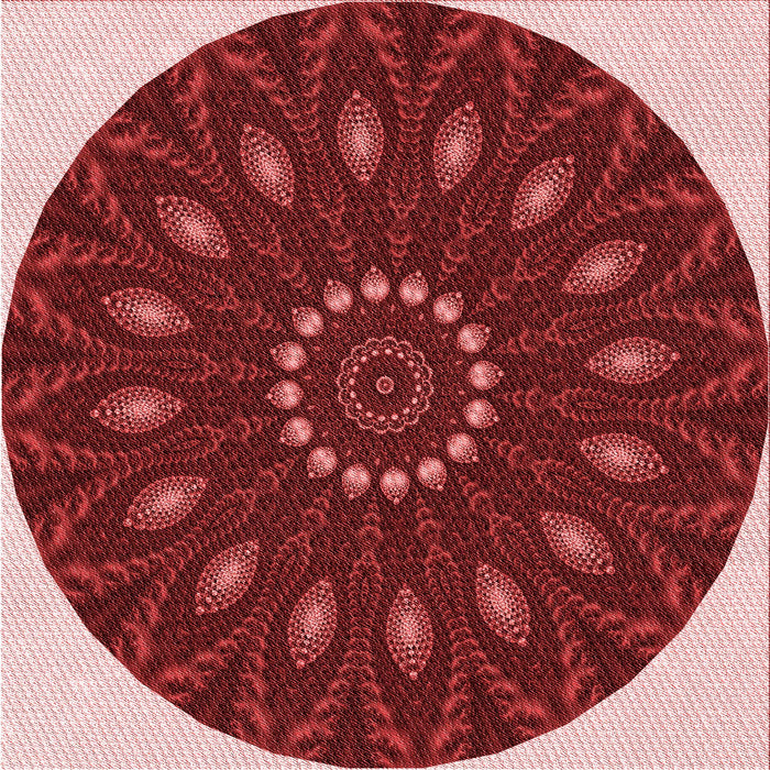 Round Patterned Crimson Red Rug, pat822rd