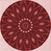Round Patterned Crimson Red Rug, pat822rd